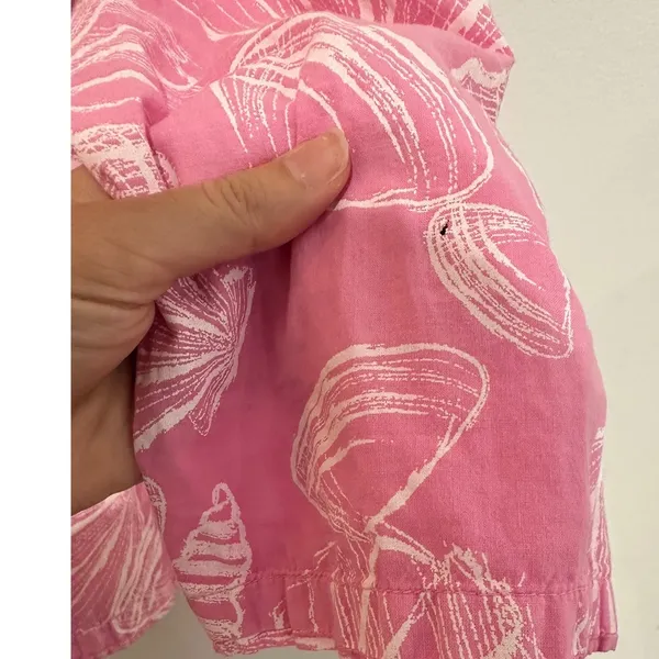 Fresh Produce Pink Seashell Cotton Long Sleeve Top Blouse Made in USA M/L Beach - Image 6