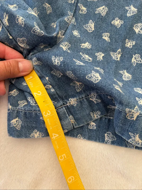 Vintage denim butterfly shorts size 18 32 Denim Floral Wrap Skort in Blue - Image 9