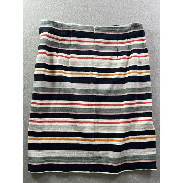 Loft Womens 12 (32/22)‎ Pencil Skirt Striped Blue Pink Textured Twill Split Hems - Image 5