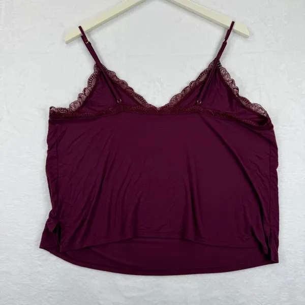 Victoria's Secret Burgundy Lace Trim Cami Top XL‎ Modal Spandex - Image 7