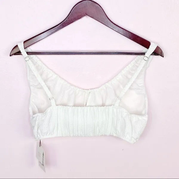 Zara‎ Textured Cotton Linen Blend Smocked Back Peasant Crop Top White Large NWT - Image 11