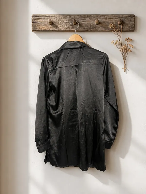 Princess Polly Black Satin-Look Top - Image 3
