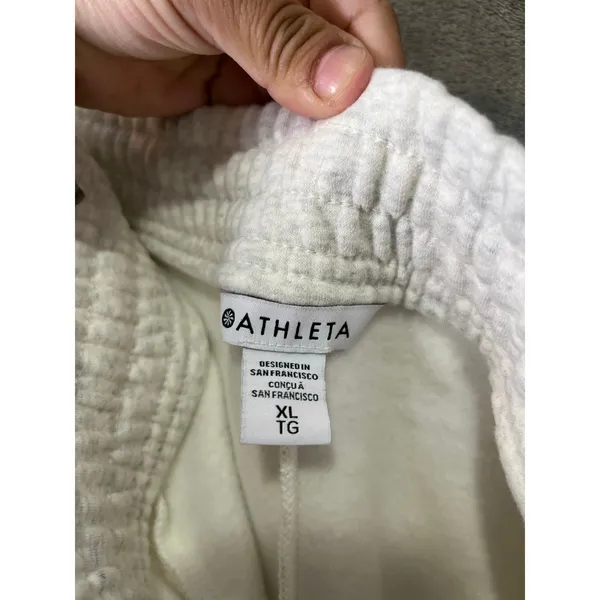 Athleta Easy Fleece Cargo Pants XL Gray Mid Rise Drawstring Lounge‎ Athleisure - Image 5