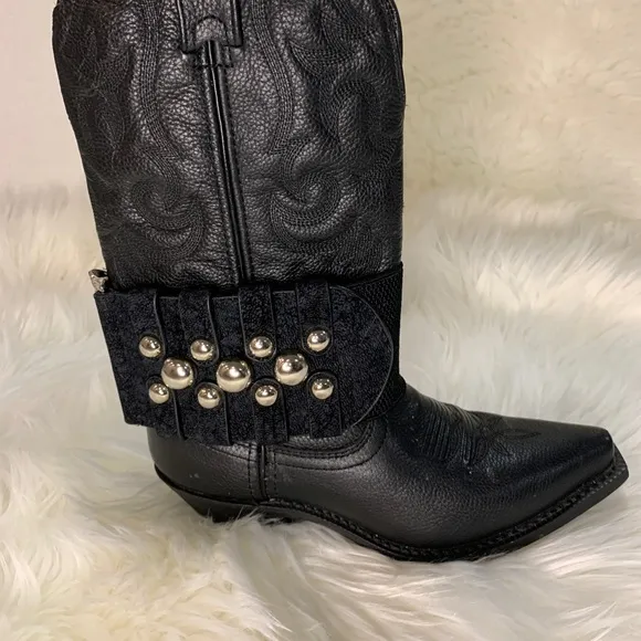 Handmade Removable Women’s Boot Band/Cuffs Black - Image 2
