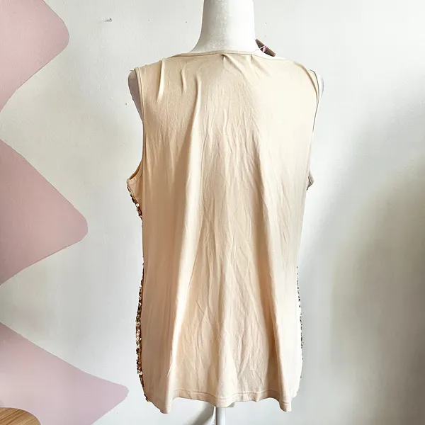 Gold Sequin Tank Top, Y2K, Clubwear, Indie Sleaze, Glam, 2000s, 3X‎ - Image 3