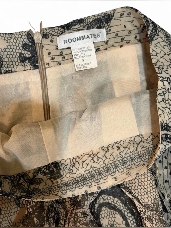 Roommates Y2K Beige & Black Floral & Paisley Print Skort Sz S - Image 6