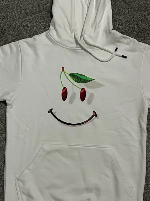 Arket White Pullover Hoodie with Yellow Label - Image 2