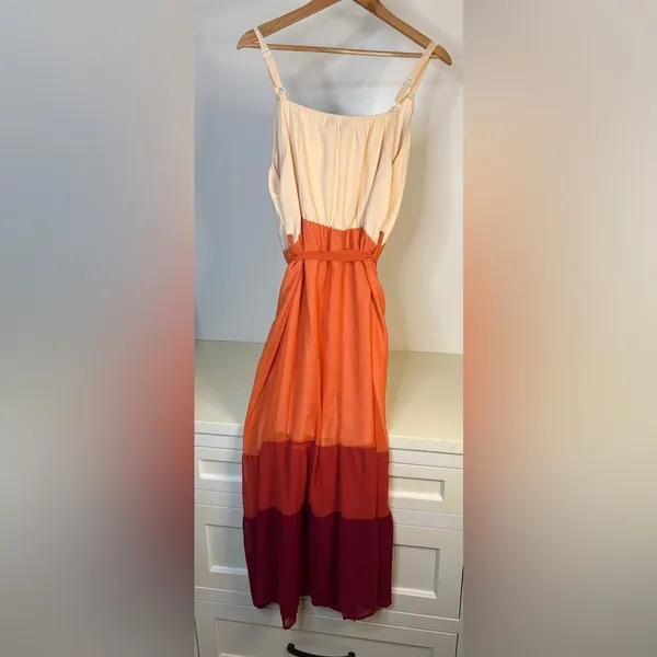 NWT BloomChic Cream and Orange belted Maxi Sundress XL 14-16 - Image 2