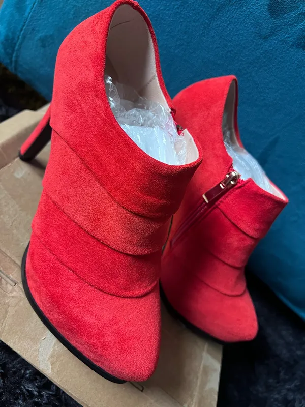 Rust Faux Suede Stiletto Ankle Booties Pointed Toe US 8.5 EU 39 New - Image 3