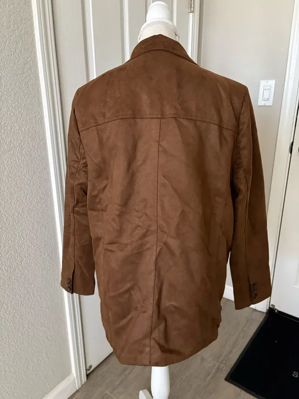 Brown Suede Blazer Jacket Size M - Image 3
