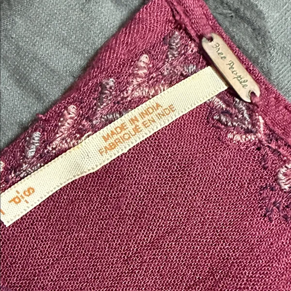Free People Women’s Size S Sunrise Wanderer Mini Boho Embroidered Dress Plum - Image 4