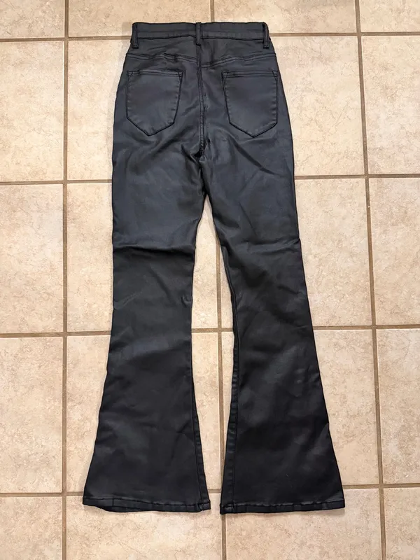 Black Coated Flare Pants - Image 4