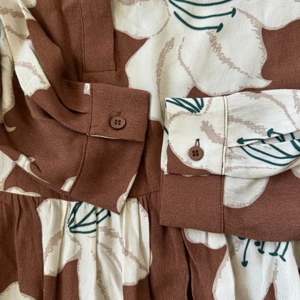 Anthropologie Brown Floral Maxi Dress - Image 8