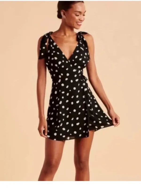 Abercrombie & Fitch wrapped-up mini dress polka dot M - Image 3