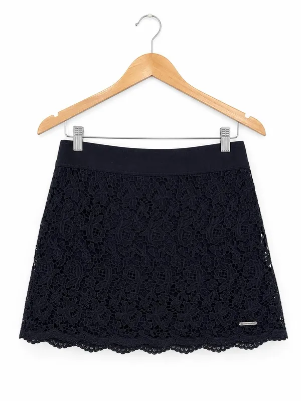 Abercrombie & Fitch Dark Blue Lace Mini Skirt - Image 2