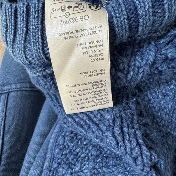 Free People Navy Blue Sweetness Sweatshirt Cropped Knit Slouchy Large - Image 6
