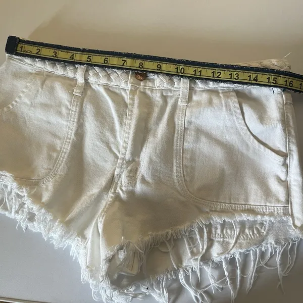 Abercrombie Fitch Festival Shorts Womens 10 White Fringe High Rise Button Zip - Image 7