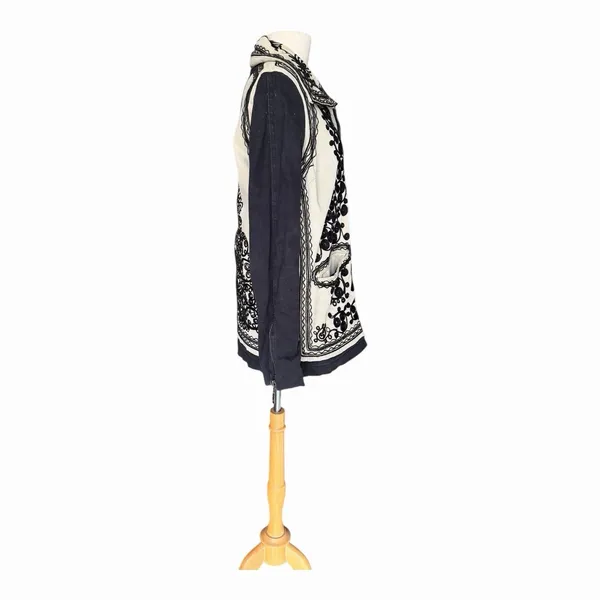 Free People Stitched Quills Embroidered Jacket Cream Black Boho Western Small - Image 4
