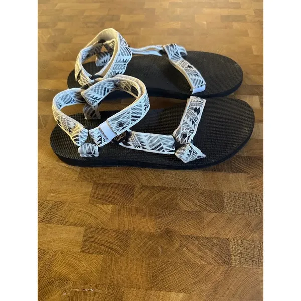 Teva Original Universal Size 10 Sport Sandals Geometric White Black Grey - Image 3