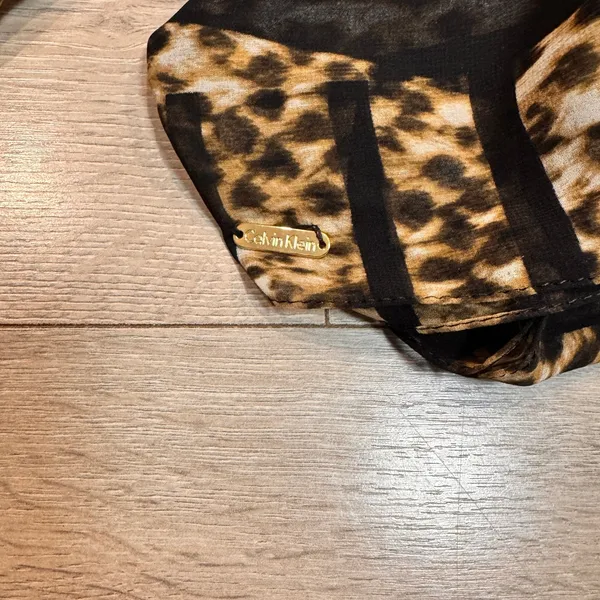 Calvin Klein Infinity Scarf‎ Leopard Print Black Gold Cheetah Zebra Stripes - Image 2