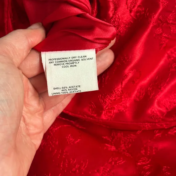 Vintage 90s Jessica McClintock Sz 6 Embroidered Satin Strapless Maxi Dress Gown - Image 8