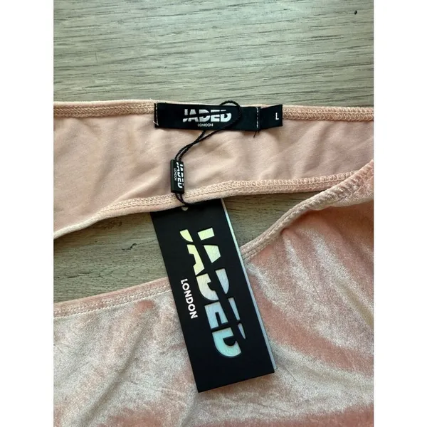 NWT Jaded London Blush Velvet One-Shoulder Bodysuit - Image 3