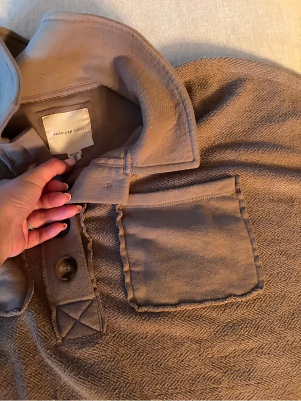 Aerie Textured Brown Henley size XS Oversized - Image 5