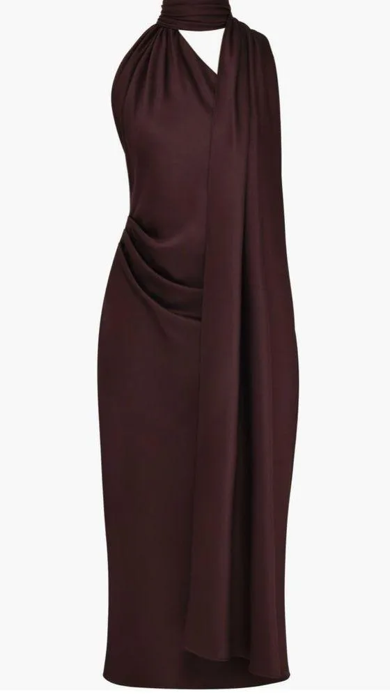 House of CB Angelina Asymmetric Halter Midi Dress size S - Image 5