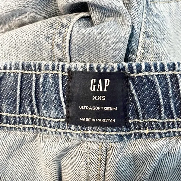 GAP Easy Pull On High Rise Elastic Waist Horseshoe Barrel Jeans Blue XXS - Image 3