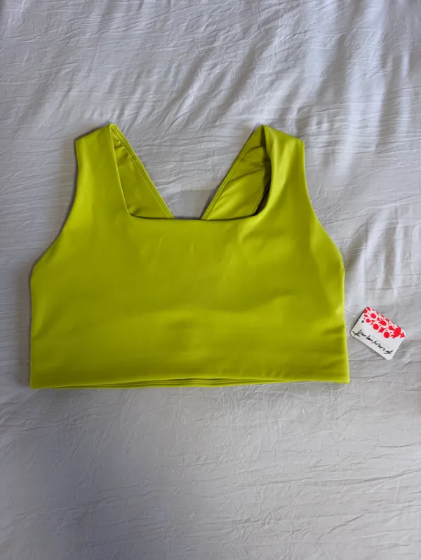 Free People Neon Yellow Racerback Sports Bra - Image 4
