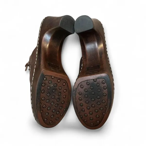 Nicole Mecca Leather Chunky Clog Mules Boho 90s Y2K Slip On Platform Heeled 8.5 - Image 5