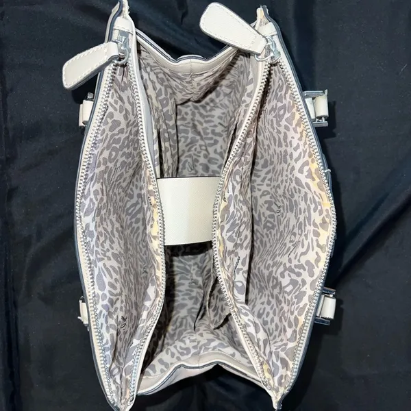 G by Guess Los Angeles White Faux Leather Purse Crossbody Tote - Image 9