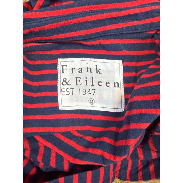 Frank & Eileen Patrick Popover Navy Red Striped Cotton Tee Lab Shirt Size Medium - Image 5