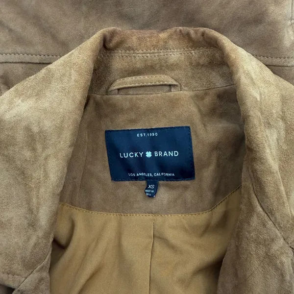 Lucky Brand Goat Suede Asymmetrical Zip Moto Jacket Brown Size XS - Image 12