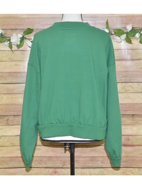 Latino Heritage Month Retro Look Green Cropped Sweatshirt Size XL Latina Fuerte - Image 4
