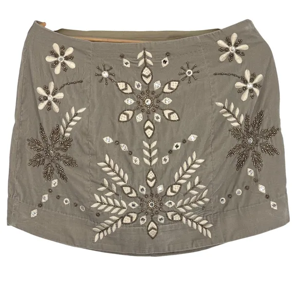 Free People Women Bright Lights Velvet Beaded Mini‎ Skirt 12 Boho Festival Lined - Image 2
