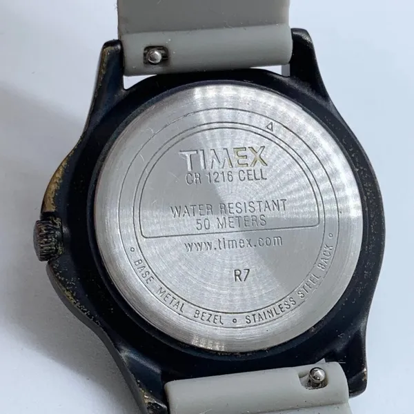 Timex expedition women’s date watch 32mm black tone case gray silicone band runs - Image 5