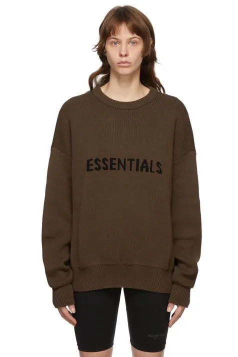 Essentials Brown Knitted Crewneck - Image 3