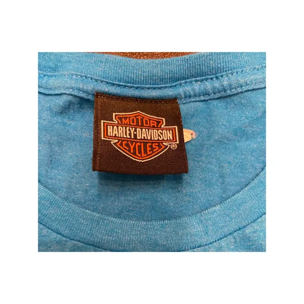 Harley-Davidson Smoky Mountain Blue Winged Logo Graphic Tee Med Biker Y2K - Image 4