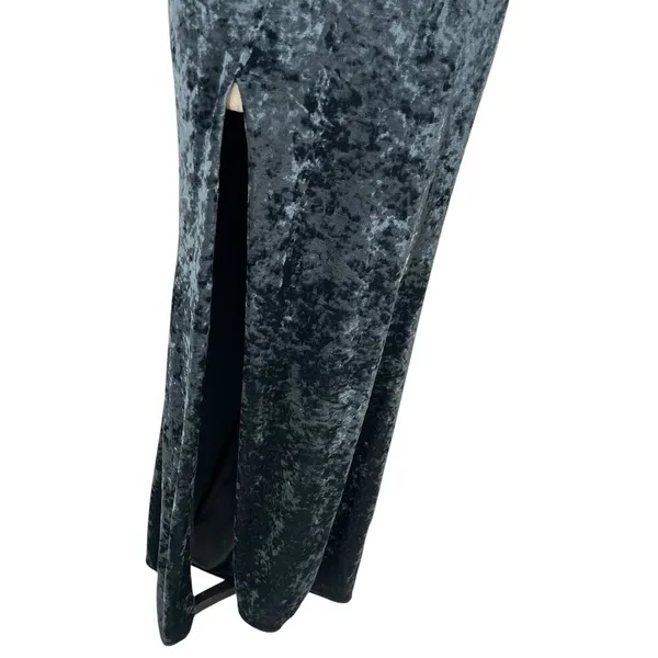 La Femme 25659 Strappy Plunging Velvet Slit Dress‎ Gown Blue Size 6 - Image 9