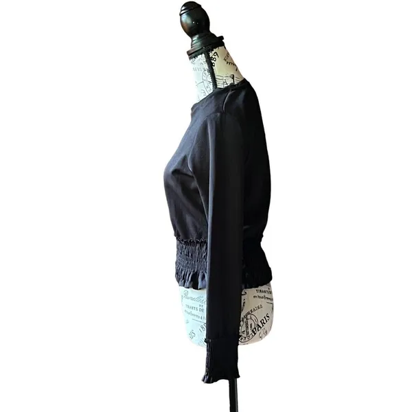 Zara WB Collection Black Cinched Waist Cropped Pullover Top S Goth Grunge Rodeo - Image 4