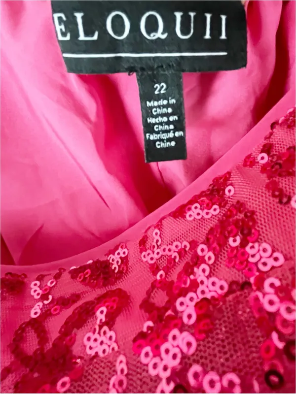 ELOQUII High Rise Hot Pink Lined Sequins Heart Trousers Pants Size 22 Boho Chic - Image 3