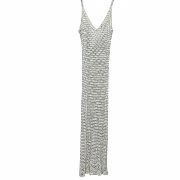 Aquavita White Open Mesh Net Midi Slit Coverup Dress Womens Small - Image 6