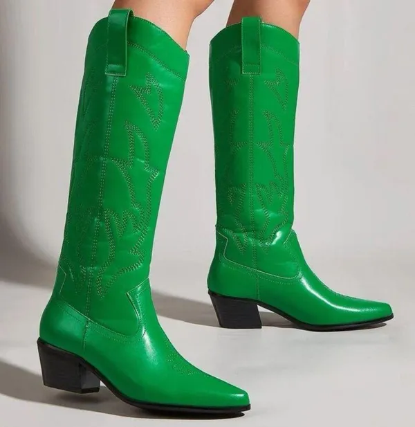 Green Cowboy Boots Size 6 - Image 2