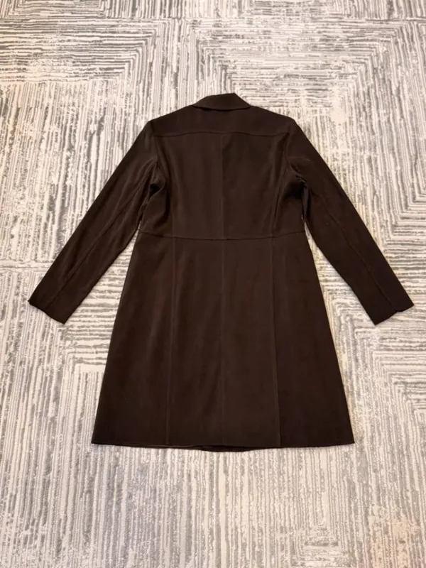 NEW In the Wash women's size 6 brown suede look long jacket - Image 9