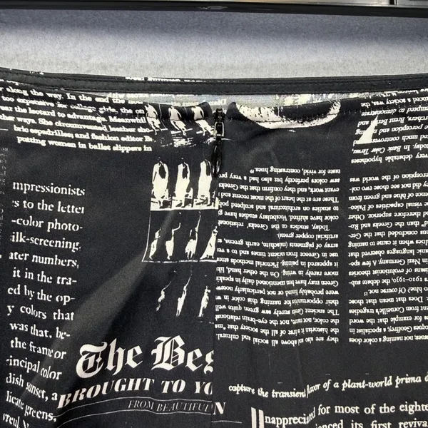 Reformation Black White Silk Newspaper Print Mini‎ Skirt The Best of Times XXS - Image 8