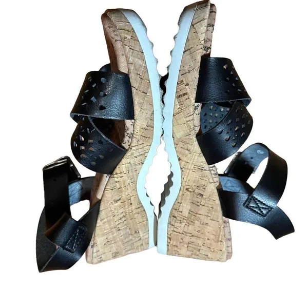 Skechers Womens sz 8‎ Black Bohemias Urban Pixie Platform Wedge Sandals - Image 6
