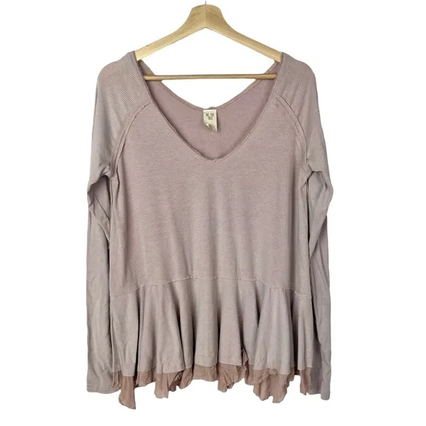 Free People We‎ the Free Light Pink Tangerine Swing Long Sleeve Tee S - Image 2