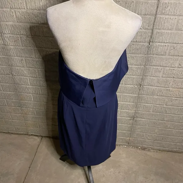 Naked Zebra Navy Blue‎ Strapless Layered Bodice Solid Color Dress Size Large - Image 3