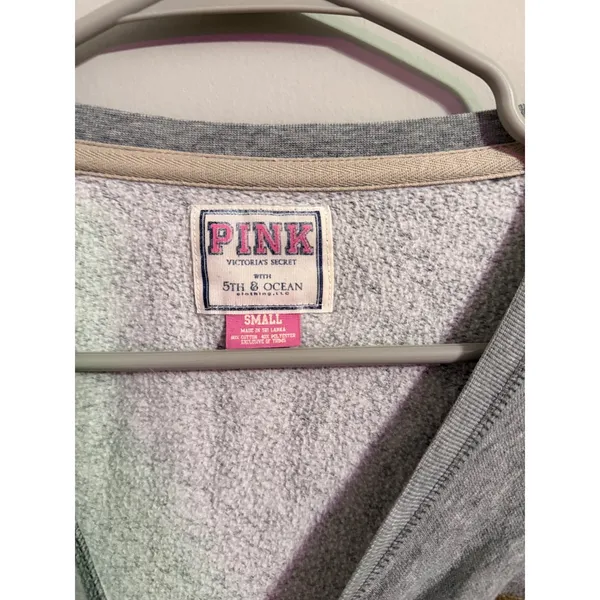 PINK Victoria's Secret Sweatshirt Panthers‎ Graphic Sequins Gray Small - Image 4